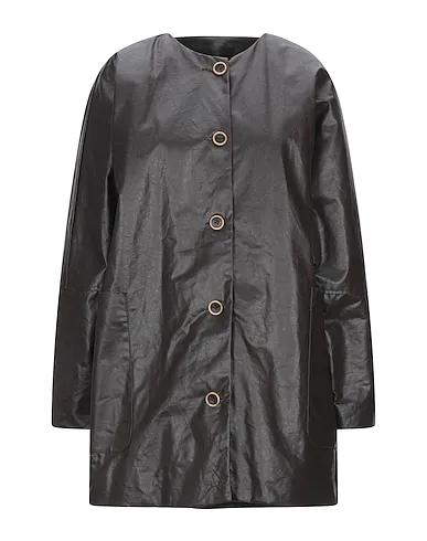 Dark brown Plain weave Full-length jacket