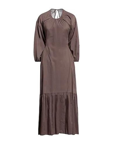 Dark brown Plain weave Long dress