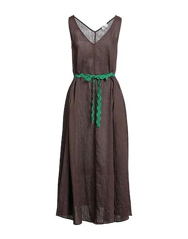 Dark brown Plain weave Long dress