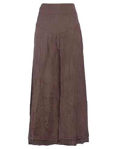 Dark brown Plain weave Maxi Skirts