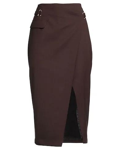 Dark brown Plain weave Midi skirt
