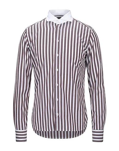 Dark brown Plain weave Striped shirt