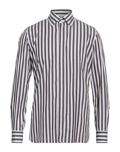 Dark brown Plain weave Striped shirt