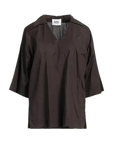 Dark brown Plain weave T-shirt