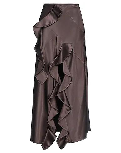 Dark brown Satin Maxi Skirts