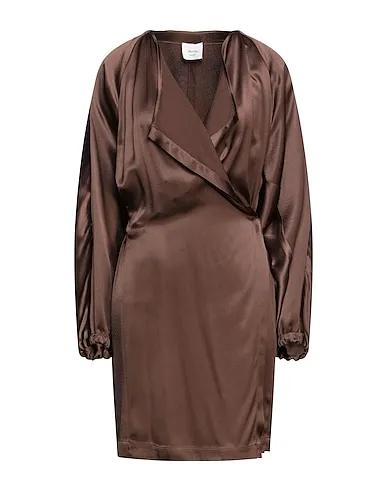 Dark brown Satin Midi dress