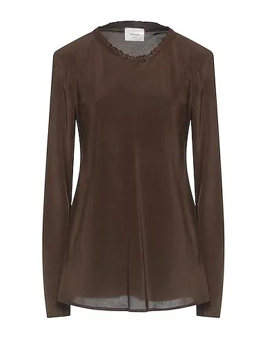 Dark brown Satin Silk shirts & blouses