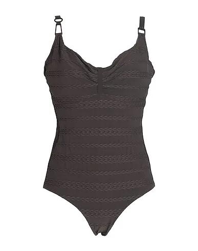 Dark brown Synthetic fabric One-piece swimsuits