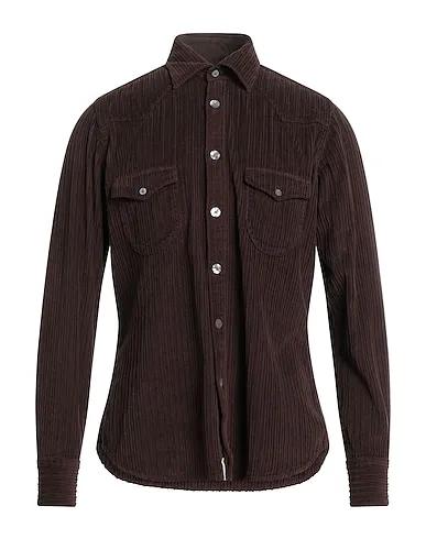 Dark brown Velvet Solid color shirt