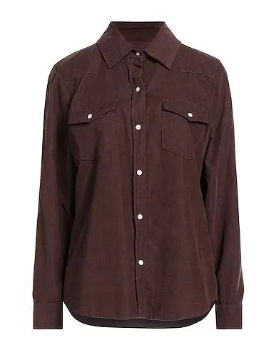Dark brown Velvet Solid color shirts & blouses