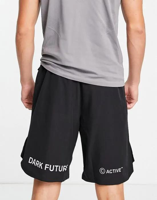 Dark Future Active longline shorts with mesh paneling