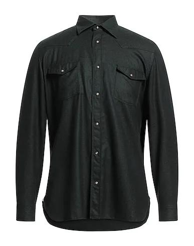 Dark green Cool wool Solid color shirt