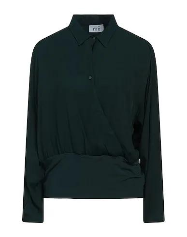 Dark green Crêpe Solid color shirts & blouses