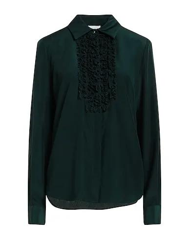 Dark green Crêpe Solid color shirts & blouses