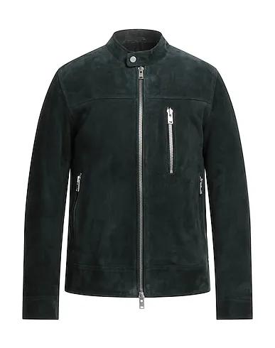 Dark green Leather Biker jacket