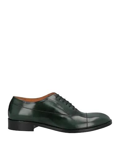 Dark green Leather Laced shoes