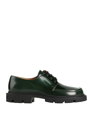 Dark green Leather Laced shoes