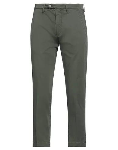 Dark green Plain weave Casual pants