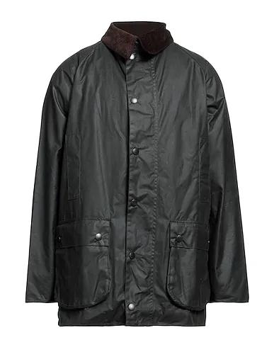 Dark green Plain weave Full-length jacket