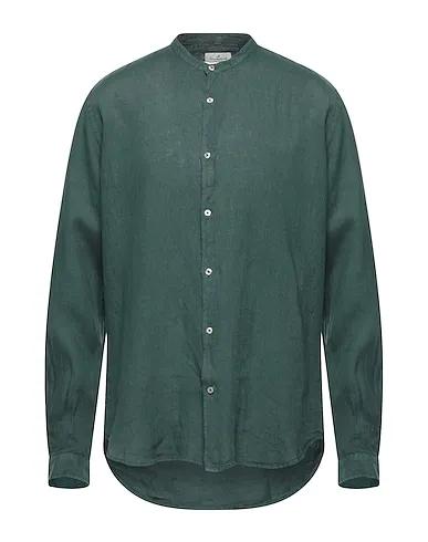 Dark green Plain weave Linen shirt