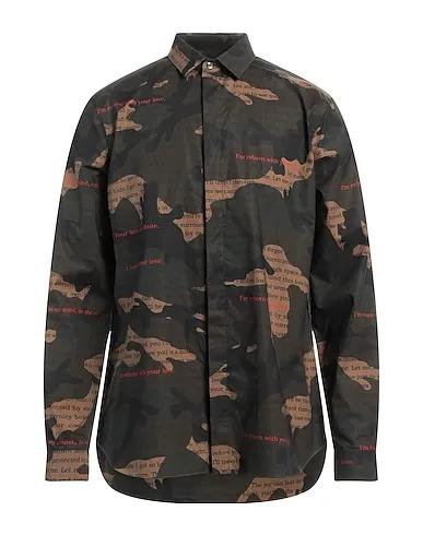 Dark green Plain weave Patterned shirt