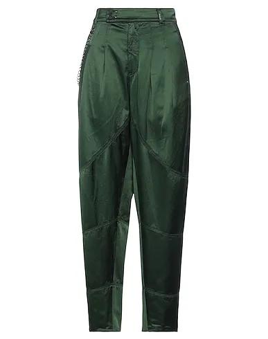 Dark green Satin Casual pants