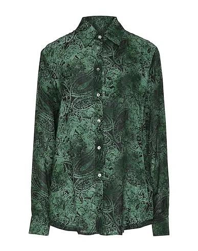Dark green Satin Patterned shirts & blouses