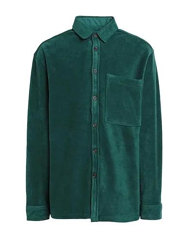 Dark green Solid color shirt Topman polar fleece shirt in dark green