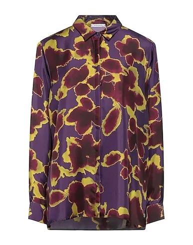 Dark purple Cotton twill Patterned shirts & blouses