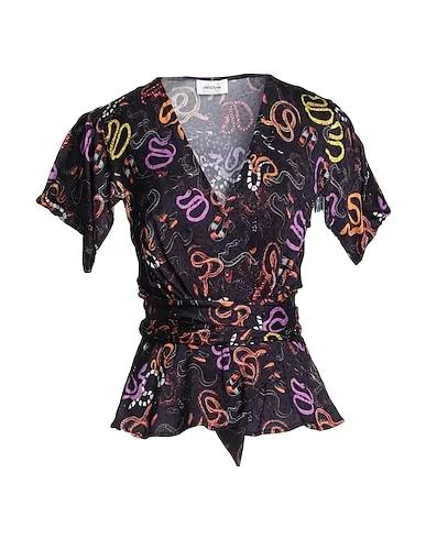 Dark purple Crêpe Patterned shirts & blouses
