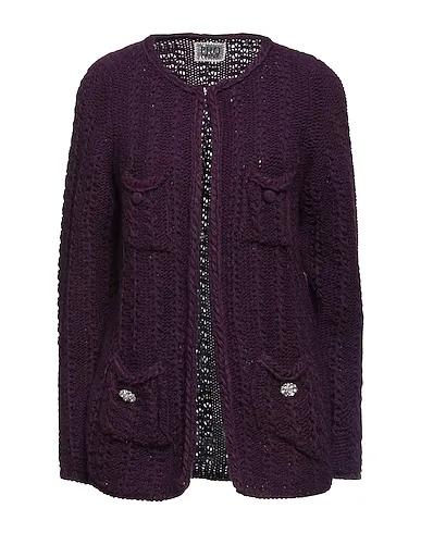 Dark purple Knitted Cardigan