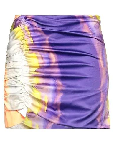 Dark purple Satin Mini skirt MINI GONNA IN RASO STAMPATO
