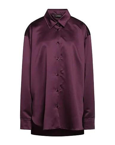 Dark purple Satin Solid color shirts & blouses