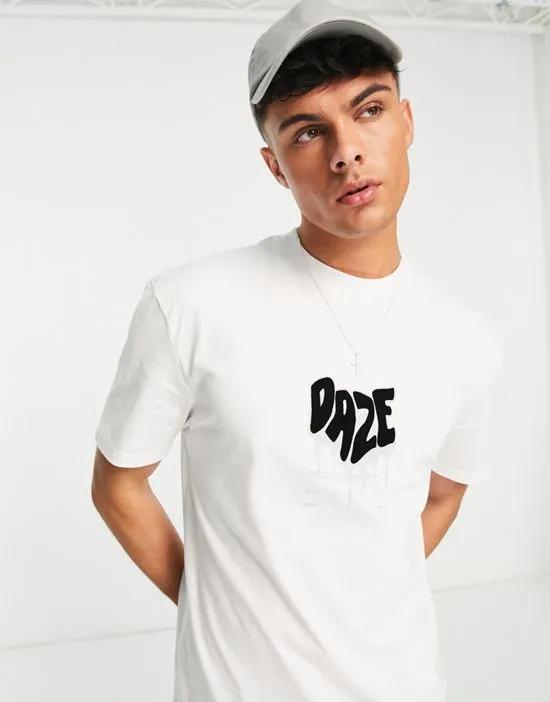 daze print T-shirt in white