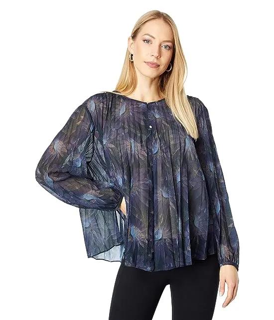 Deco Floral Pleated Blouse