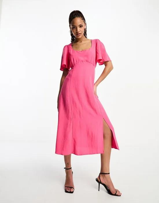 Dee Dee linen blend midi dress in pink