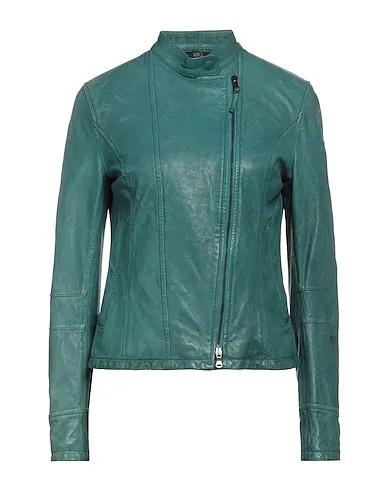 Deep jade Leather Jacket
