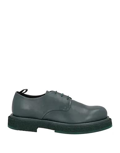Deep jade Leather Laced shoes