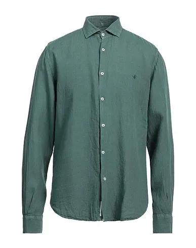 Deep jade Plain weave Linen shirt