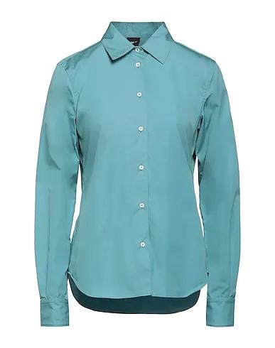 Deep jade Plain weave Solid color shirts & blouses