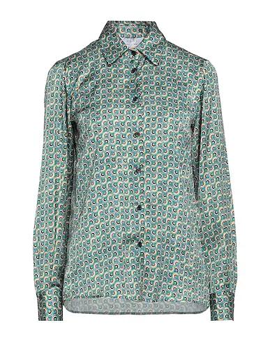 Deep jade Satin Patterned shirts & blouses