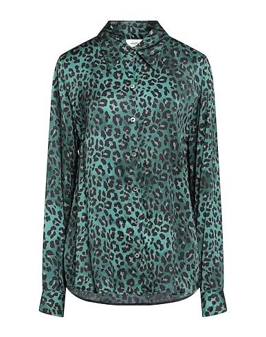 Deep jade Satin Patterned shirts & blouses