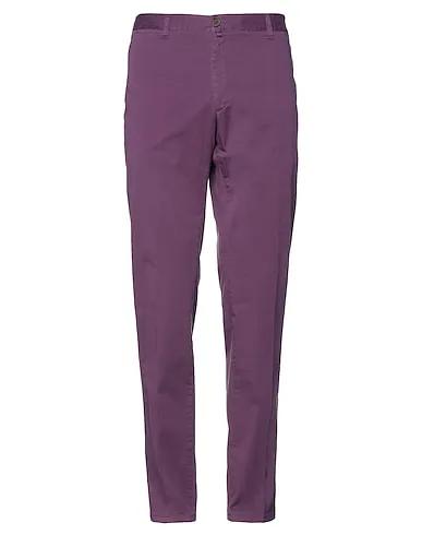 Deep purple Cotton twill Casual pants