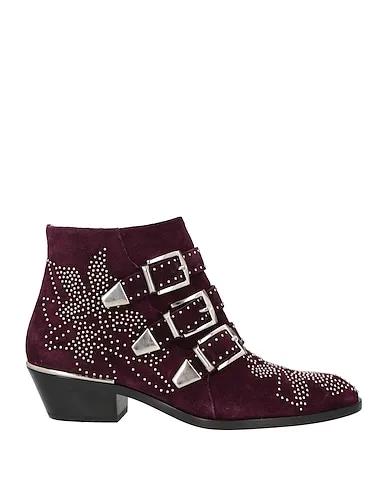 Deep purple Leather Ankle boot