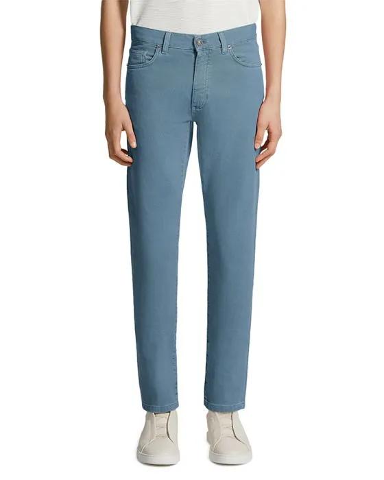 Delavé Garment Dyed Slim Fit Stretch Jeans in Dark Blue   