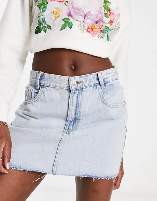 denim mini skirt in light blue