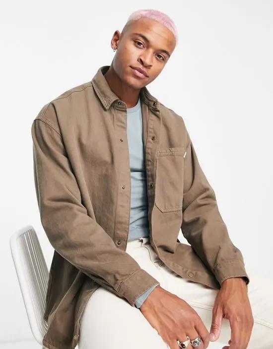 denim overshirt in brown