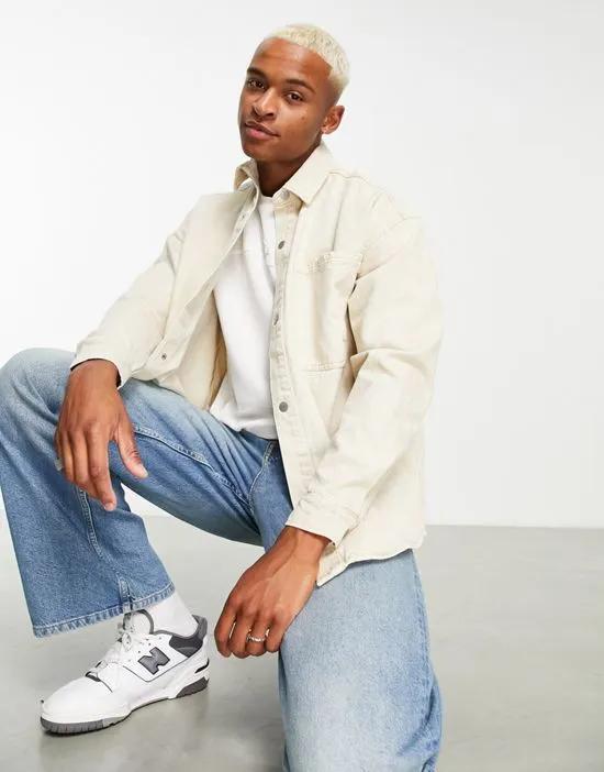 denim overshirt in ecru