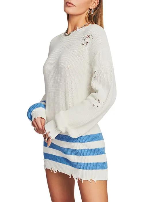 Devin Distressed Cotton Sweater Dress