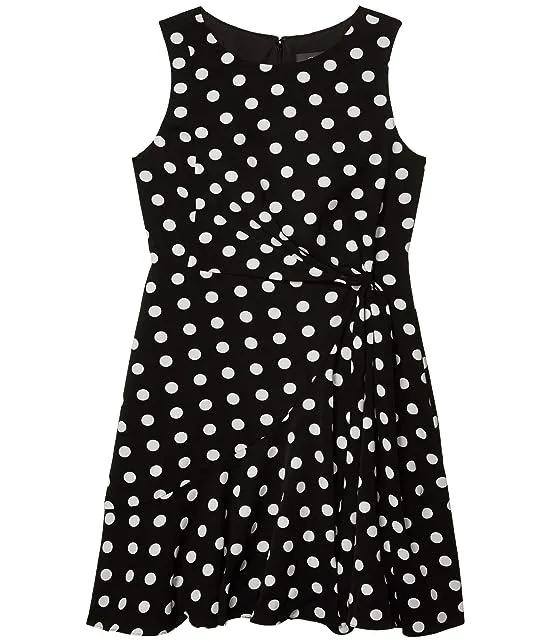 Dot Printed Fit-and-Flare Dress